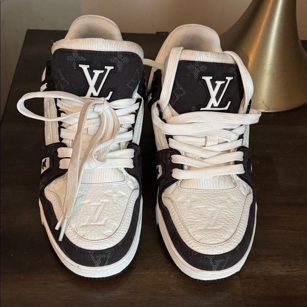 Louis Vuitton Black and White Monogram Sneakers
